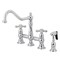 Kingston Brass KS3271AXBS Restoration 8" Bridge Kitchen Faucet W/ Sprayer, Chrome KS3271AXBS - alternate 1